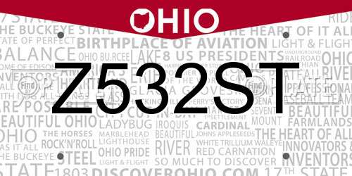 Z532ST Ohio License Plate