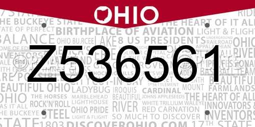Z536561 Ohio License Plate