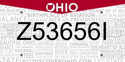 Z53656I Ohio License Plate