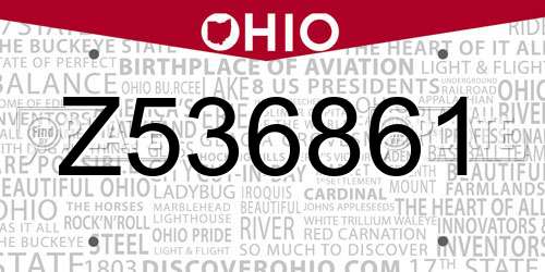 Z536861 Ohio License Plate