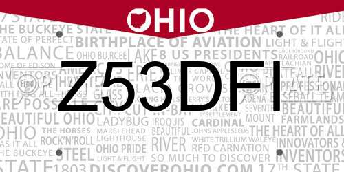 Z53DFI Ohio License Plate