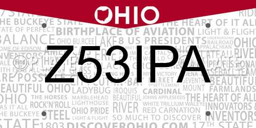 Z53IPA Ohio License Plate
