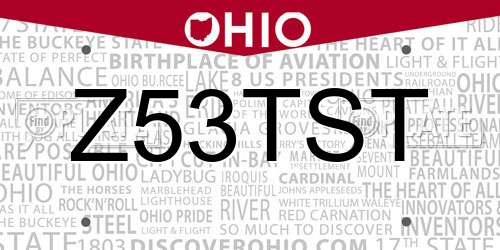 Z53TST Ohio License Plate