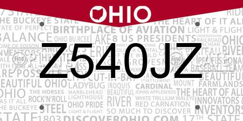 Z540JZ Ohio License Plate