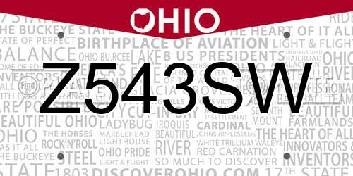 Z543SW Ohio License Plate