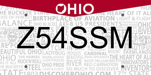Z54SSM Ohio License Plate