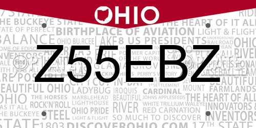 Z55EBZ Ohio License Plate