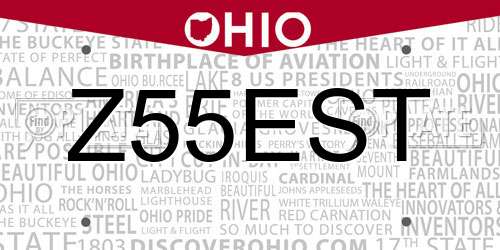 Z55EST Ohio License Plate