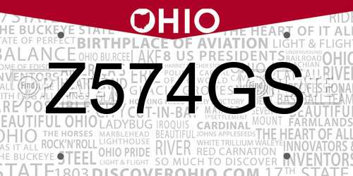 Z574GS Ohio License Plate