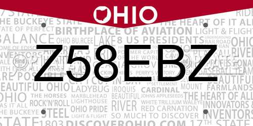 Z58EBZ Ohio License Plate