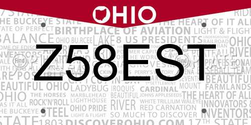 Z58EST Ohio License Plate