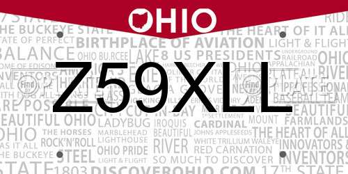 Z59XLL Ohio License Plate