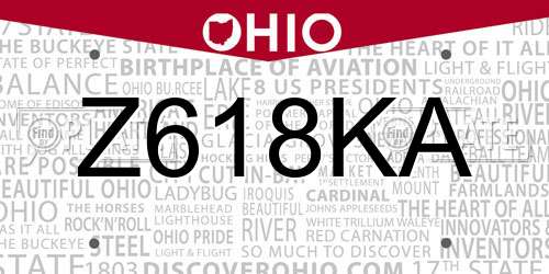 Z618KA Ohio License Plate