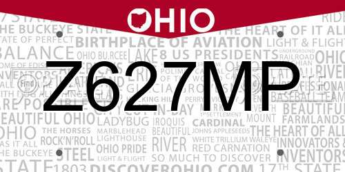 Z627MP Ohio License Plate
