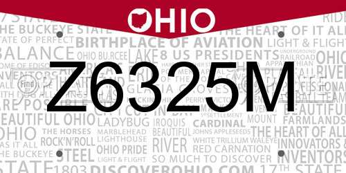 Z6325M Ohio License Plate