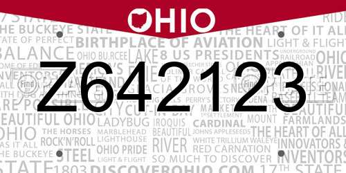 Z642123 Ohio License Plate