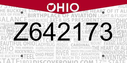 Z642173 Ohio License Plate