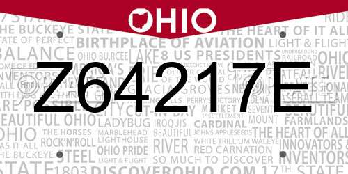 Z64217E Ohio License Plate