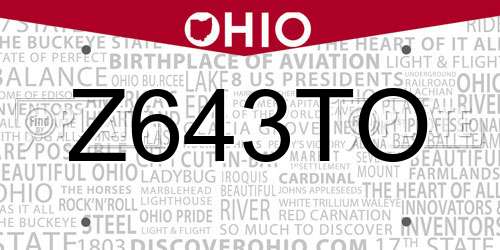 Z643TO Ohio License Plate
