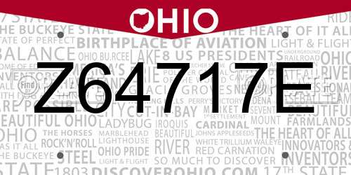 Z64717E Ohio License Plate