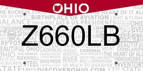 Z660LB Ohio License Plate