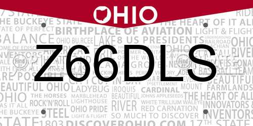 Z66DLS Ohio License Plate