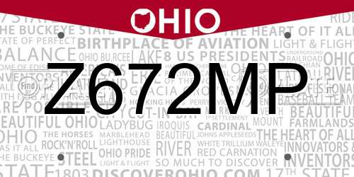 Z672MP Ohio License Plate