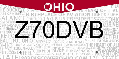 Z70DVB Ohio License Plate