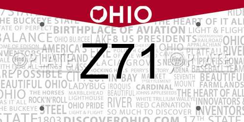 Z71 Ohio License Plate