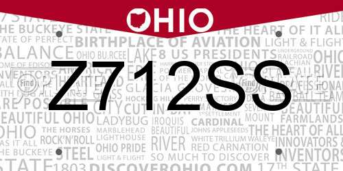 Z712SS Ohio License Plate