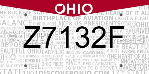 Z7132F Ohio License Plate