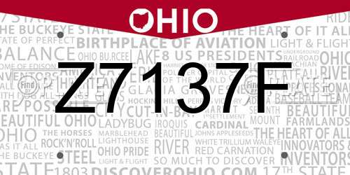 Z7137F Ohio License Plate