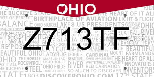 Z713TF Ohio License Plate