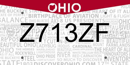 Z713ZF Ohio License Plate