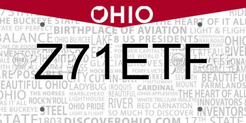 Z71ETF Ohio License Plate