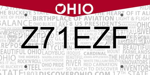 Z71EZF Ohio License Plate
