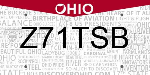 Z71TSB Ohio License Plate