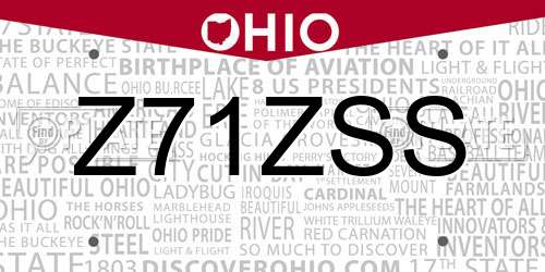 Z71ZSS Ohio License Plate