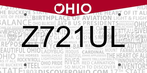 Z721UL Ohio License Plate