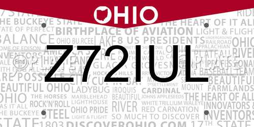 Z72IUL Ohio License Plate