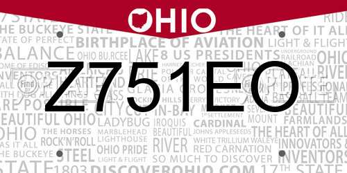 Z751EO Ohio License Plate
