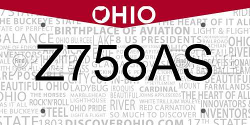 Z758AS Ohio License Plate
