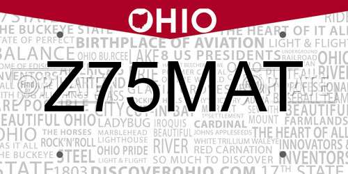 Z75MAT Ohio License Plate