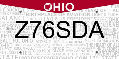 Z76SDA Ohio License Plate