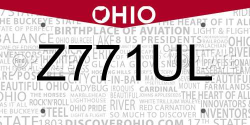 Z771UL Ohio License Plate