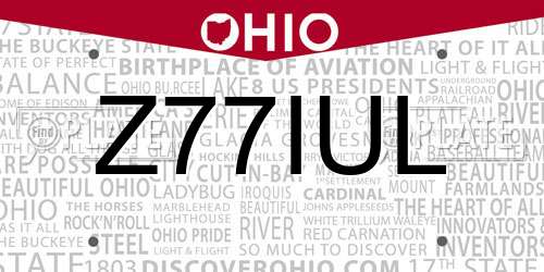 Z77IUL Ohio License Plate