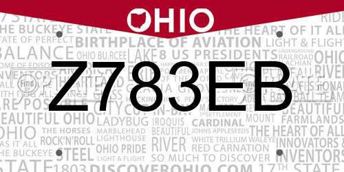 Z783EB Ohio License Plate