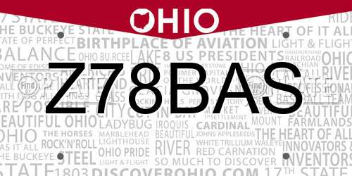 Z78BAS Ohio License Plate