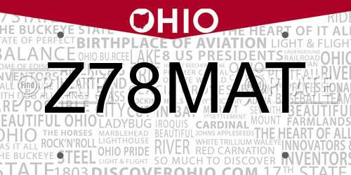 Z78MAT Ohio License Plate