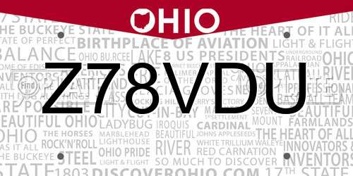 Z78VDU Ohio License Plate